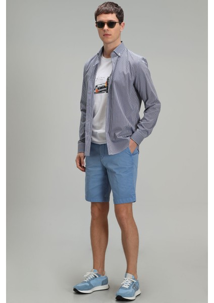 Zegler Spor Erkek Chino Şort Slim Fit Mavi