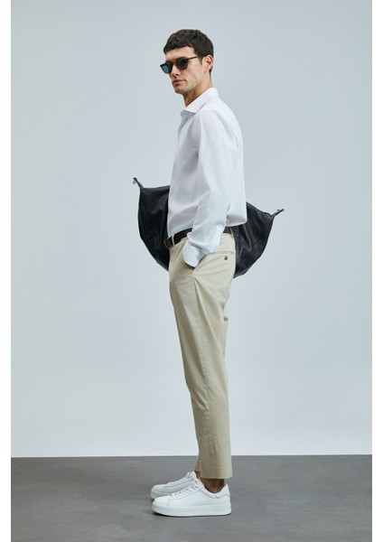 Plus Smart Erkek Chino Pantolon Slim Fit Taş