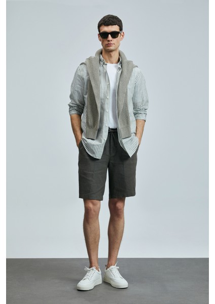 Peler Spor Erkek Chino Şort Slim Fit Siyah