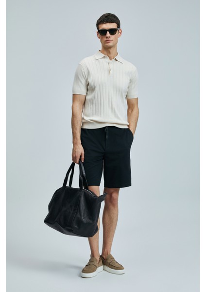 Aler Spor Erkek Chino Şort Slim Fit Siyah