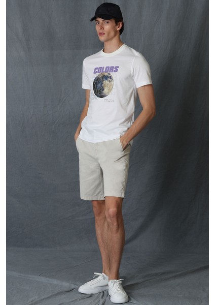 Zegler Spor Erkek Chino Şort Slim Fit Mavi