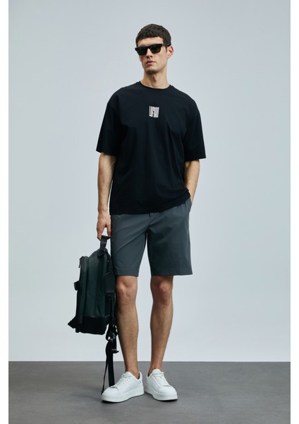 Luus Spor Erkek Chino Şort Slim Fit Siyah