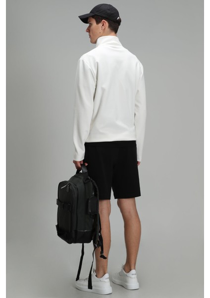 Arka Erkek Şort Eşofman Siyah