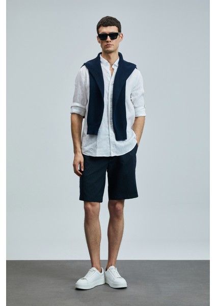 Cosmo Spor Erkek Chino Şort Slim Fit Lacivert