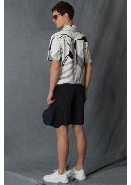 Fral Spor Erkek Chino Şort Slim Fit Lacivert