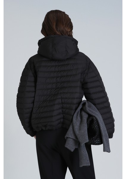 Elen Kaz Tüyü Kadın Mont Siyah