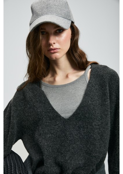 Lında Kadın Kazak Antrasit indirimleri