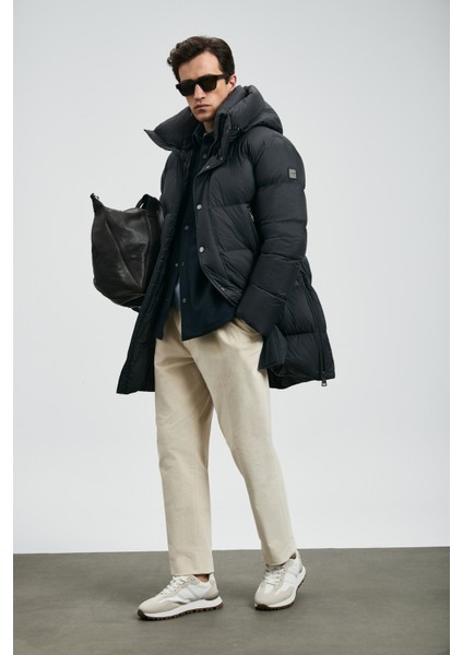 Vıctor Kaz Tüyü Erkek Mont Siyah