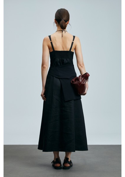 Selene Kadın Askılı Keten Elbise