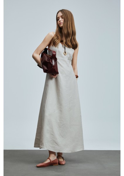 Selene Kadın Askılı Keten Elbise fiyatları