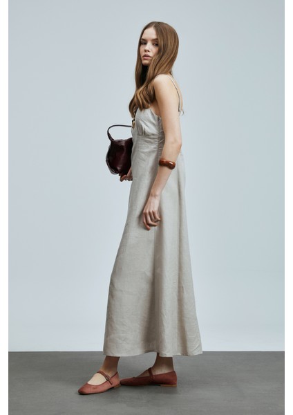 Selene Kadın Askılı Keten Elbise modelleri
