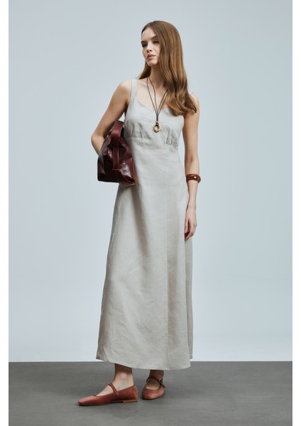 Selene Kadın Askılı Keten Elbise fırsatları