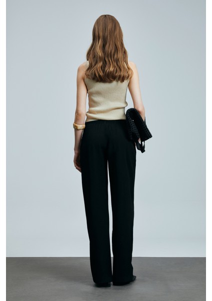 Emma Kadın Keten Karışımlı Kazak Siyah