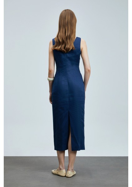 Honey Kadın Kolsuz Keten Elbise