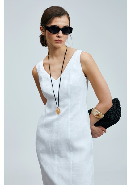 Honey Kadın Kolsuz Keten Elbise modelleri