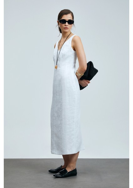 Honey Kadın Kolsuz Keten Elbise