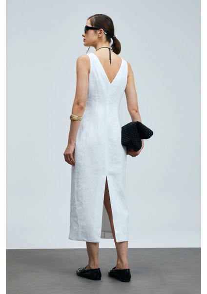 Honey Kadın Kolsuz Keten Elbise