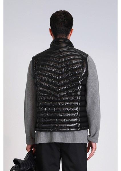 Axel Kaz Tüyü Erkek Yelek Siyah