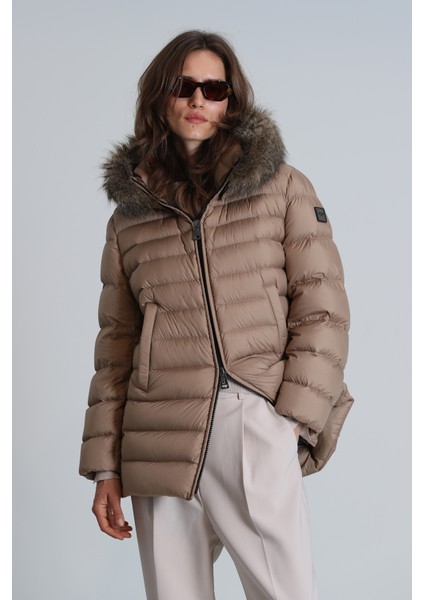 Elıt Kaz Tüyü Kadın Mont Siyah