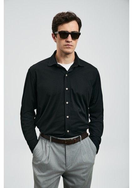Carl Erkek Basic Gömlek Regular Fit Siyah modelleri