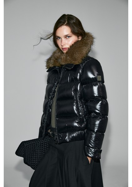 Daısy Kaz Tüyü Kadın Mont Siyah