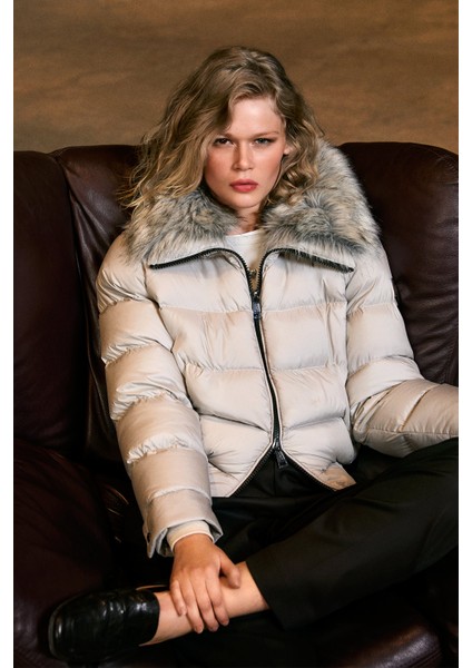 Daısy Kaz Tüyü Kadın Mont Siyah