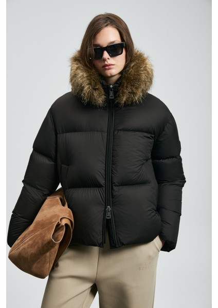 Sunshıne Kaz Tüyü Kadın Mont Siyah