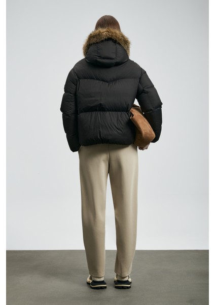 Sunshıne Kaz Tüyü Kadın Mont Siyah