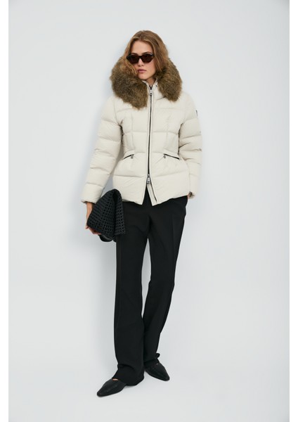 Klemantın Kaz Tüyü Kadın Mont Siyah