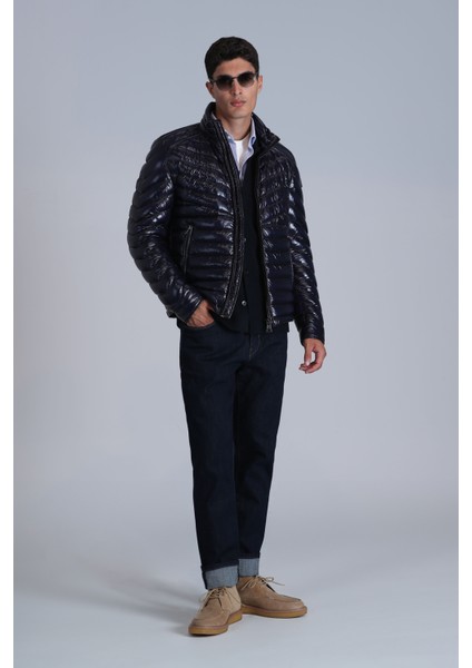 Luc Kaz Tüyü Erkek Mont Siyah