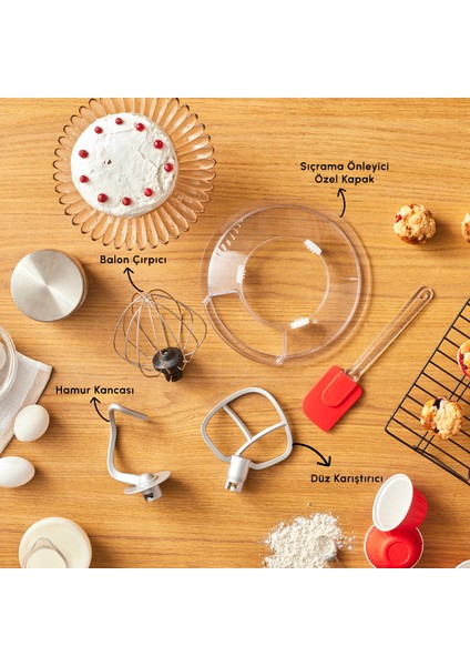 Powercast Chef Döküm Stand Mikser Cream Mutfak Şefi 1800W 6,2 Lt