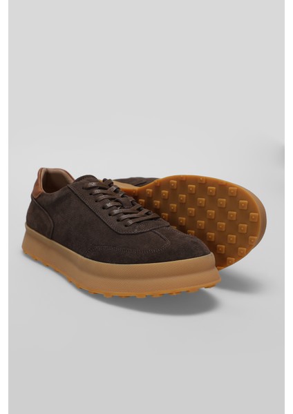 Adam Erkek Deri Sneaker Ayakkabı Kahverengi indirimleri