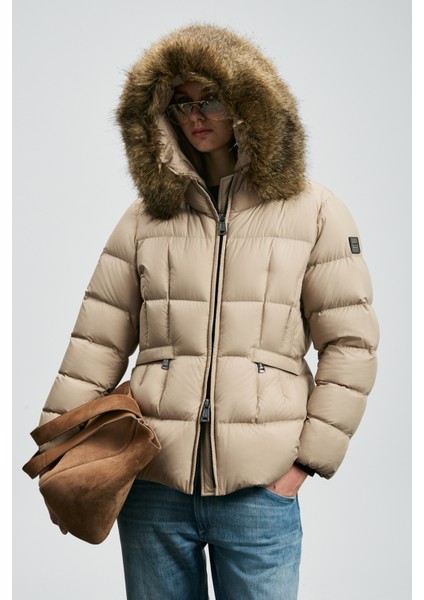 Klemantın Kaz Tüyü Kadın Mont Siyah