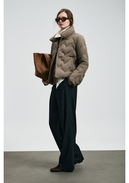 Desert Kaz Tüyü Kadın Mont Siyah modelleri