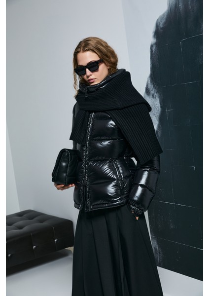 Flash Kaz Tüyü Kadın Mont Siyah