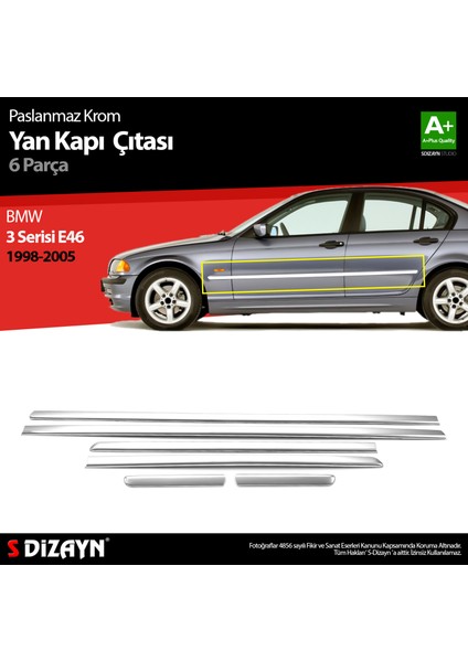 Bmw 3 Serisi E46 Krom Yan Kapı Çıtası 6 Prç 1998-2005 modelleri