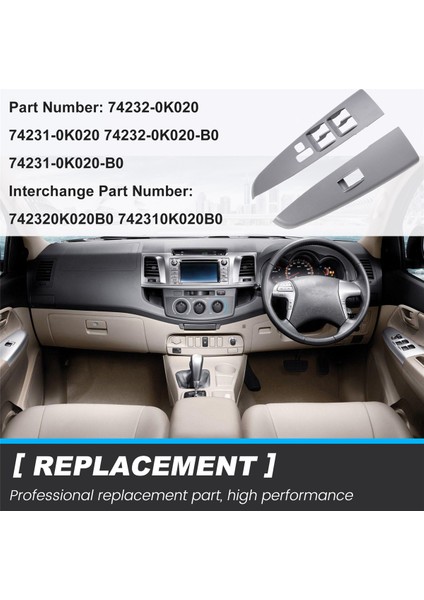 Toyota Hilux Fortuner Vıgo 2005-2014 Için 1 Çift Ön Cam Kapağı 74232-0K020-B0 74231-0K020-B0 Kapı Kol Dayanağı Üst Paneli (Yurt Dışından) indirimleri