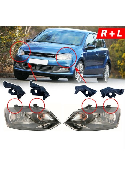 Çift Ön Far Montaj Braketi Tamir Takımı 6R0998225/226 Vw Polo 09-17 Far Lambası Sabit Tutucu Vida Sol + Sağ (Yurt Dışından) fiyatları