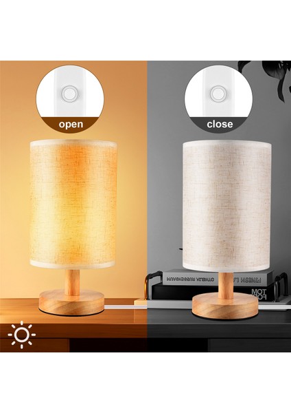 Yatak Odası, Oturma Odası, Modern Ofis Için Kumaş Abajurlu ve Masif Ahşaptan DC5V Yuvarlak Komodin Lambası Gece Lambası (Yurt Dışından) indirimleri