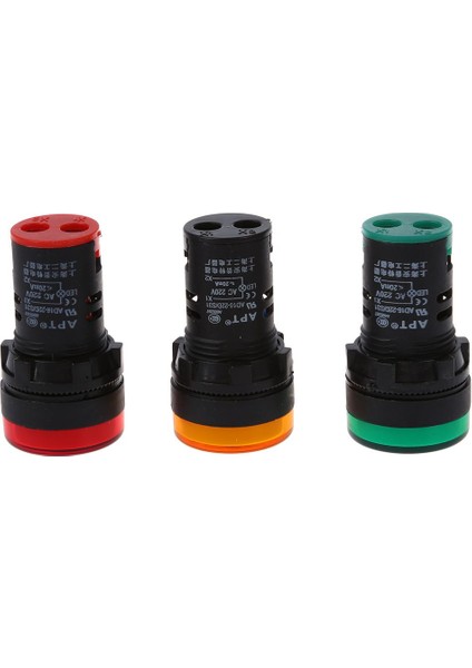 Kırmızı, Sarı-Yeşil Işık Lambası 22 mm LED Pilot Gösterge Paneli Ac 220 V 3 Adet (Yurt Dışından) fiyatları