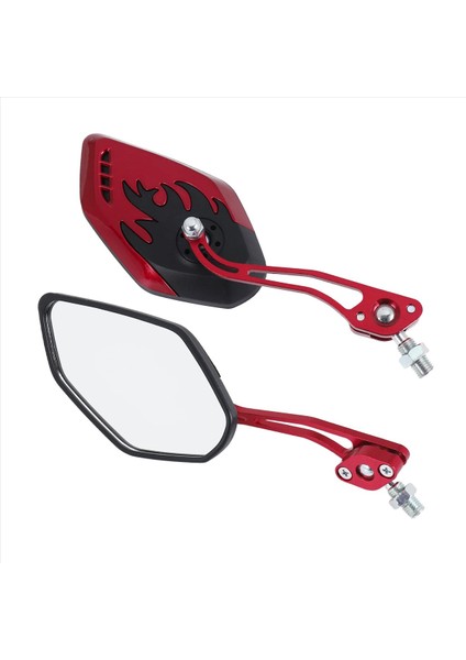 Motosiklet Scooter Için 2 Adet Vida Çapı 10MM / 8mm Yan Aynalar 360 Derece Dönebilen Motosiklet Dikiz Aynaları Kırmızı (Yurt Dışından)