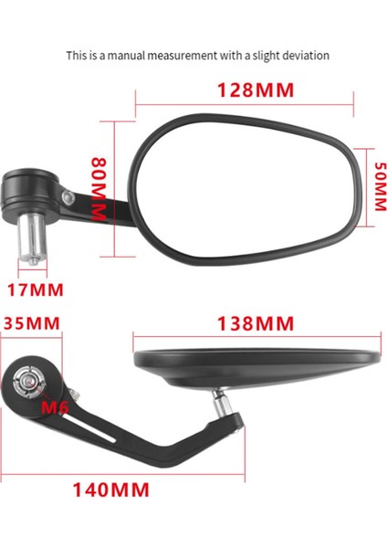 Evrensel Motosiklet 22 mm Gidon Dikiz Aynası Oval Reflektör A (Yurt Dışından) fiyatları