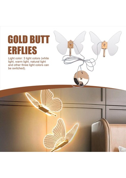 Kelebek LED Kolye Işıkları Nordic Altın Başucu Avize Aydınlatma Oturma Odası Yatak Odası Başucu Lambası B (Yurt Dışından) indirimleri