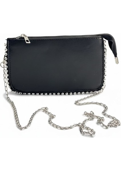 Kadın Mini Zincirli Çanta – Şık Taş Süslemeli Model