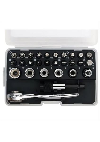 28 Inç 1 Mini Cırcır Anahtarı Dik Açılı Ofset 1/4 Inç 72 Diş Tornavida Sapı Manyetik Torx Biti (Yurt Dışından)