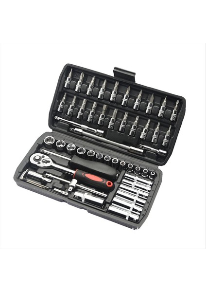 53 Parçalı Soket Kombinasyonu 1/4 Cırcır Anahtarı Tornavida Kafa Soketi Sürgülü Çubuk Evrensel (Yurt Dışından)