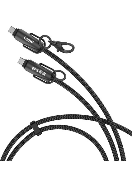 Armor Boyun Askılı Ac-01 60W 1.2m Type-C To Type-C Pd Örgülü Metal Başlıklı Siyah Hızlı Şarj indirimleri