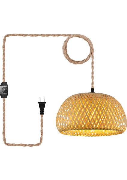 Switch Jute Halat Kablosu Bambu Ahbesi Hasat Rattan Asma Işıkları (Yurt Dışından)