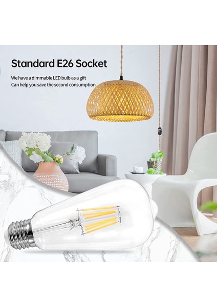 Switch Jute Halat Kablosu Bambu Ahbesi Hasat Rattan Asma Işıkları (Yurt Dışından) fırsatları