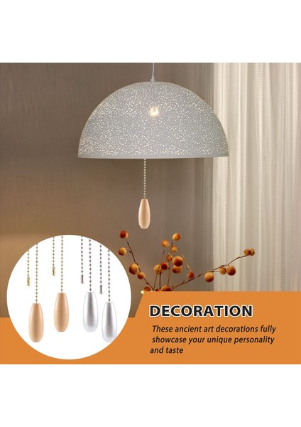 4 Parça Tavan Fan Zinciri, Tavan Işık Lambası Fan Zinciri (Gümüş ve Ahşap Rengi) Için Ahşap Çekme Zinciri Uzatma Zinciri Çeker (Yurt Dışından) fırsatları